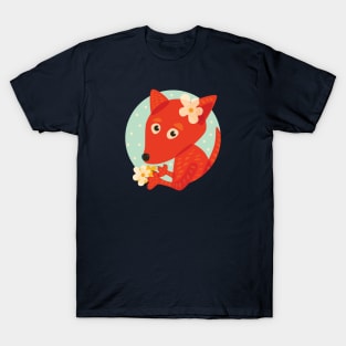 Cute Fox And Flowers T-Shirt